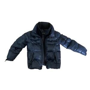 Sam Puffer Down Jacket Boys Size 6 Navy Collared Long Sleeve Full Zip Outdoor